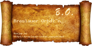 Breslauer Orbán névjegykártya